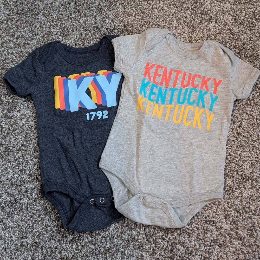 Kentucky Graphic Kids Bodysuit Set - Charcoal and Heather Gray